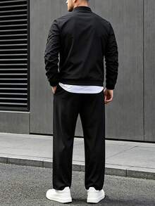 Men's Casual Lightweight Jacket And Pants Set, Suitable As Gift For Boyfriend, Husband, Father Sports - Black - View 4