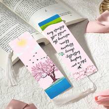 2pcs PET Printed Bookmarks, Exquisite And Beautiful Pattern, Durable And Aesthetic, Unique Pattern Design Suitable For Daily Use Or Collection. The Best Gift For Back To School Season, Whether For Personal Use Or As A Gift To Family And Friends, It's A Unique And Practical Gift Choice, Adding Atmosphere And Fun To Reading Time (Random Color Tassels) - 2PCS - View 3