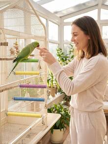 Parrot Colorful Frosted Perch With Bell, Multiple Sizes, Easy Installation, Claw Care, Anti-Slip Perch For Small And Medium Parrot Cages, Foot And Claw Care Training Supplies, Random Color - View 10