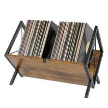 Vinyl Record Storage Rack, 80-100 LP Capacity Record Holder With Adjustable Divider, Rustic Brown Particleboard & Iron Vinyl Display Shelf, Non-Slip Clip, Open Design, Multi-Purpose Organizer For Albums, Magazines, Books 30x40x30cm - View 4