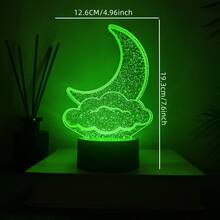 1PC 3D Creative Moon & Star Night Light, Sleep Lamp, Touch Control Adjustable Color, Birthday & Holiday Gift For Loved Ones - Multicolor - View 3