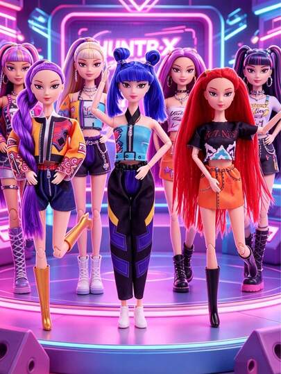 K-POP Witch Hunt Girl Group Plush Doll, Cute Korean Girl Group Plush Doll, Adorable Collectible Plush Figure Suitable For Girls, Teens And K-POP Fans, Perfect As Birthday Gift, Party Gift, Back To School Gift And Easter Holiday Gift