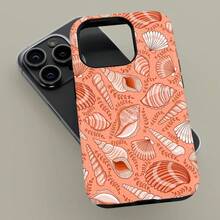 Watermelon Red Background With Conch Fossil Pattern Floral Design Cover For IPhone 17 16 15 14 13 12 11 Pro Max, Floral Cover For Samsung S21 S22 S23 S24 S25 Ultra Case - 堅固光滑的手機殼 - 查看 6