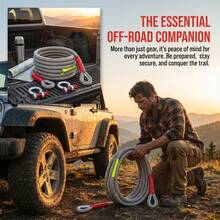 Heavy Duty Synthetic Tow Rope With Soft Loops & 2 D Ring Shackles - Grey - View 4
