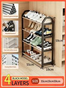 4-Tier White Shoe Rack, Easy Assembly Heavy Duty Metal Shoe Storage Rack, Multi-Functional Large Capacity Storage Shelf, Space-Saving Home Essential Suitable For Entryway, Closet, Hallway, Dorm, Bedroom, Durable Household Shoe Storage - Multicolor - View 3