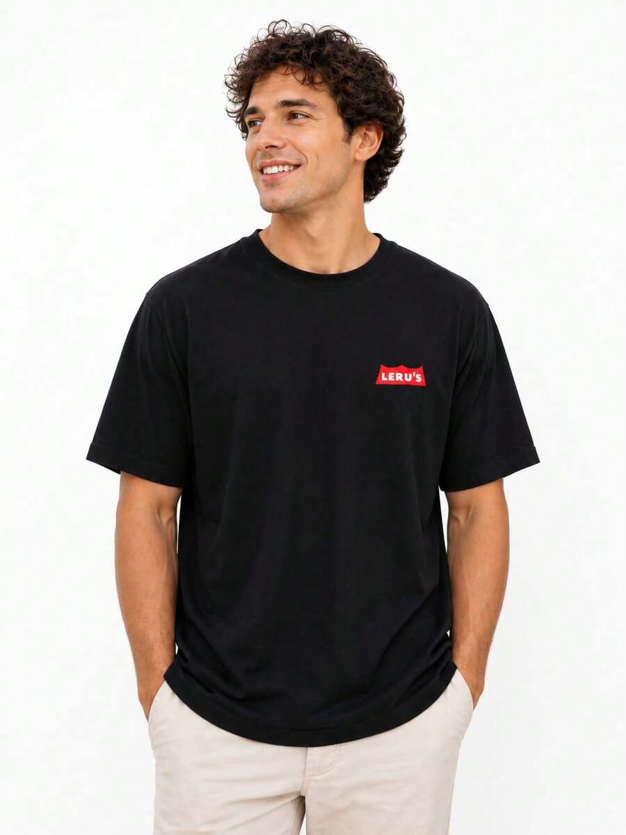 Basic Summer T-Shirt, Loose, No Christmas, Valentine's Day, Basic - 黑色 - 查看 1