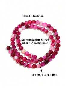 1 Strand 4/6/8/10mm Rose Red Stripes Agates Beads Natural Stone Beads Round Loose Beads For Jewelry Making DIY Bracelet Necklace - Multicolor - View 12