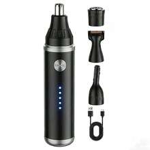 Tondeuse électrique rechargeable USB 500 mAh pour le nez et les oreilles, épilation indolore des poils du nez et des sourcils pour hommes et femmes - noir - Voir 12