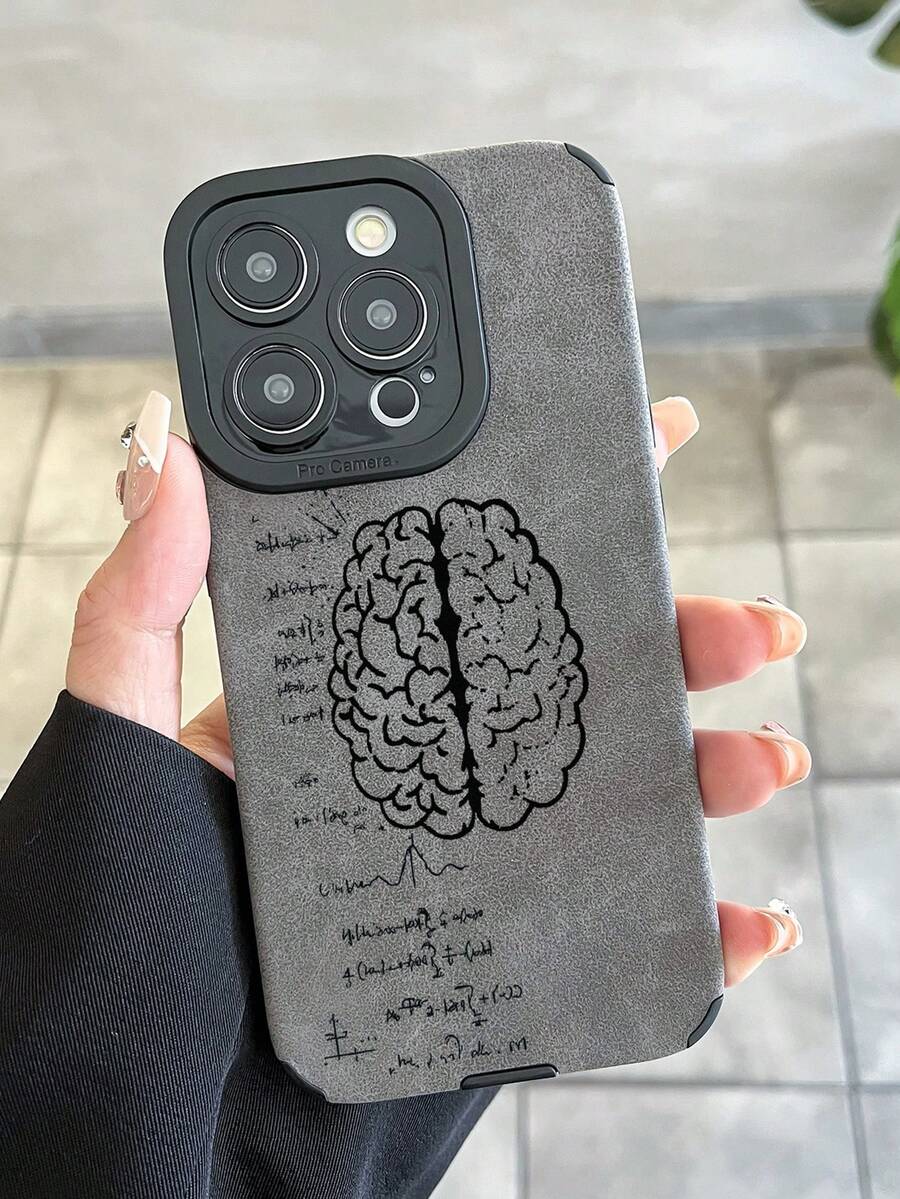 1個灰色仿皮革紋理大腦線條藝術印花手機殼,全覆蓋鏡頭防摔保護軟殼,適用於 11/11PRO/11promax/12/12PRO/12promax/13/13promax/14/14PRO/14promax/15/15PRO/15paomax//16/16PRO/16pamx/17/17PRO/17PROMAX所有系列Apple機型,情侶與好友的百搭保護殼禮物 - 深灰色 - 查看 1