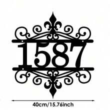 3 Sizes Available! Customized Metal Door Number Plate, Scroll/Baroque Style Front Door Number Plate - House Number Plate - Black - View 13