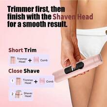 2 In 1 Women Electric Razor & Bikini Trimmer, IPX7 Waterproof Wet Dry Shaver With Ceramic Sharp Blade, USB Rechargeable 400mAh Dual Head Hair Trimmer For Face, Underarm, Leg And Pubic Hair, Portable Personal Groomer, Gift For Men Women,Multiple Color - 西瓜粉 - 查看 9