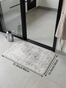 1 pieza Alfombra de sala de estar gris claro desgastada, adecuada para cocina, comedor, dormitorio, decoración de habitación festiva, interior/exterior, oficina, vestíbulo, felpudo antideslizante, alfombra de baño, pasillo, área de estudio y juegos - Gris Claro - Ver 13