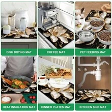1pc 3D Floral Pattern Diatomaceous Earth Absorbent Mat, Non-Slip Heat-Resistant Water-Absorbing Pad, Suitable For Kitchen Countertop, Coffee Machine, Tableware, Home, Cafe, Bar, Party Decoration, Placemat Gift - Multicolor - View 8