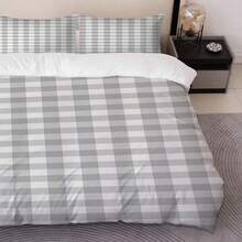 Grey And White Striped 3 PiecesBedding Set, Ultra Soft Skin-Friendly Breathable Duvet Cover And Pillowcase Set, Suitable For All Seasons, Student Dorm, Home Bedroom Decor - Grey - View 6