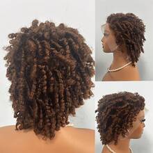 ZHENDEFA Short 100% Remy Human Hair Dreadlock Wig 13x4 HD Transparent Lace Frontal Afro Kinky Curly Twist Pixie Cut Wigs For Women - Multicolor - View 10