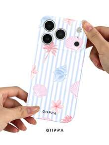 GIIPPA 1個淺藍色條紋背景海洋圖案設計手機殼，適用於Phone 17 Pro Max，相容於Phone 16 Pro Max、15 Pro Max、14 Pro Max，韓系高端時尚趣味手機殼，相容於11/12/13/14/15/16 Pro Max Plus，優雅設計男女皆宜，送女友的完美禮物，適合聖誕節、情人節、復活節、婚禮季和生日！ - 彩色 - 查看 4