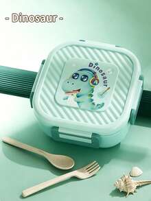 1/3pcs Cute Cartoon Unicorn Dinosaur 4-Compartment Lunch Box, Leak-Proof Portable Bento Box, Microwave , Food Storage Container, Suitable For School, Office, Commuters, Students Breakfast Box, Outdoor Hiking Portable Lunch Box, Picnic Camping Meal Prep Box - Multicolor - View 3