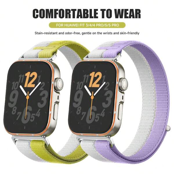 Nylon Loop Strap Compatible With Huawei Watch Fit5Pro 4Pro Sport Breathable Braided Woven Band Compatible With Huawei Band Fit5 4 3 Replacement