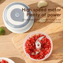 250ML Electric Garlic Chopper, Mini USB Rechargeable Vegetable Chopper, Wireless Garlic Chopper Onion Chopper Food Chopper, Suitable For Ginger, Chili, Meat Paste, Wireless Food Processor, White, Battery Capacity 800mAh - White - View 6