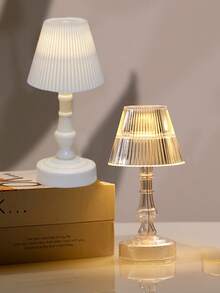 1pc Macaron Pleated Lampshade Mini Bedside Lamp, Soft LED Eye-Protection Night Light, Bedroom Sleep Light, Compact Portable Bedroom Atmosphere Lamp Decor, Sleep Companion, Room Decoration, Home Decor, Suitable For Desk, Dorm, Bedroom, Back To School Decor, Cute Gift - Warm Light - View 12