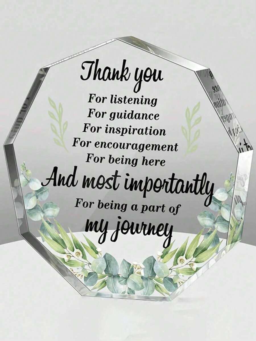 1pc Acrylic Thank You Decorative Plaque, Inspirational Gift For Women, Suitable For Colleagues, Office, Resignation, Farewell, Friends, Teachers, Nurses Birthday Gift, Graduation Gift