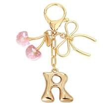 1Pc Initial Keychain, Coquette Cherry Bow Charm Pendant, Y2K Aesthetic Resin Keyring For Backpack Car, Cute Gift For Her Women Girls - Multicolor - View 18