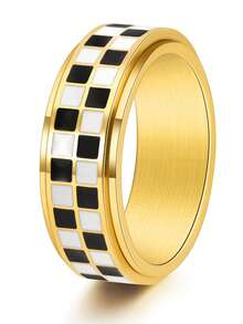 Niche Design Black And White Checkered Ring, High-End Fashion Minimalist Versatile Checkerboard Finger Ring - Black and White Checkered Ring - View 8