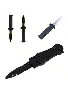 1pc Spring-Loaded Retractable Plastic Fake Knife, Prank Performance Prop - Multicolor - View 4