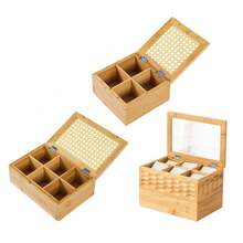Bamboo Tea Storage Organizer With Lid – 6 Compartment Multi-Functional Box For Tea Bags, Coffee Pods & Loose Leaf, See- For Easy View, Space Saving - Natural Wood Color - View 4