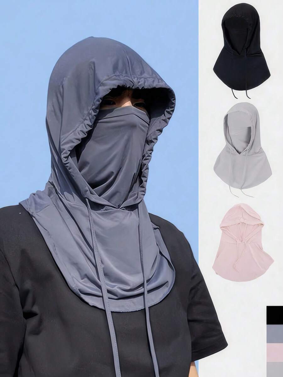 Breathable Full Head Face Mask Summer Cooling Neck Gaiter Multipurpose Outdoor Sun Protection Hat Adjustable Drawstring Neck With Ear Covers Men Women For Motorcycle Cycling Fishing Riding Skiing Camping Bike Essentials Accessorie Hiking Outfits