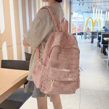 Ryggsäck med helmönstrat bokstavstryck och glitter, amerikansk vintage studentväska för skolan, stor kapacitet, avslappnad pendlingsryggsäck - Multifärgad - Visa 3