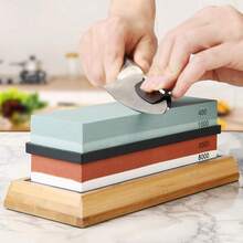 1/3/8pcs Knife Sharpener Set, Double-Sided Sharpener, 400/1000/3000/8000 Grit Whetstone, Suitable For Blades, With Angle Guide Non-Slip Base And Leather Scraper - Multicolor - View 12