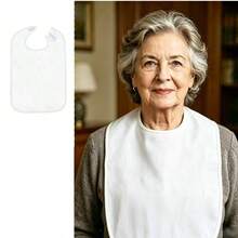 1pc Adult Bib, Reusable Towel Fabric Bib For Eating, Unisex For Women And Men, Absorbent And Breathable, Adjustable Bib For Elderly, Drool Bib - White - View 9