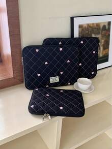 1 buah Sarung Tablet Bordir Hati Lucu, Ringan dan Tahan Gores, Cocok untuk Tablet 11"/13"/15", Tas Pelindung Penyimpanan Komputer Sentuh Nyaman Bertekstur Kreatif - MultiWarna - View 11
