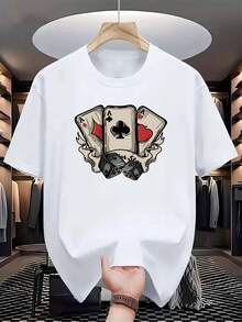 Fashionable Men's T-Shirt With Print - 白色 - 查看 1
