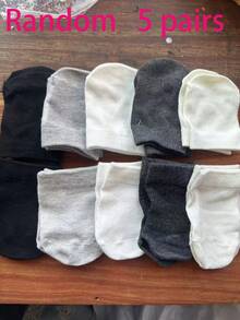 1/2/4/5/7/10 Pares de Calcetines versátiles de malla con palma media, Calcetines tobilleros sólidos en negro/blanco/gris, Calcetines invisibles sin mostrar, Diseño antideslizante, Calcetines finos y transpirables para mocasines para primavera/verano - Multicolor - Ver 11
