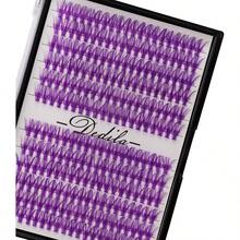 Pestaas Postizas Individuales De 12 Filas, Color Morado 40D, Bandeja, 240 Racimos, Extensiones De Volumen 3D, Grosor De 0, 07 Mm, Rizo D, Maquillaje, Pestaas Postizas Coloridas, - Negro - Ver 2