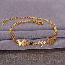 Custom Name Anklet For Women, Personalized Stainless Steel Butterfly Ankle Chain, Minimalist Design, Perfect For Everyday Wear Or Special Occasions - Anklet - View 1
