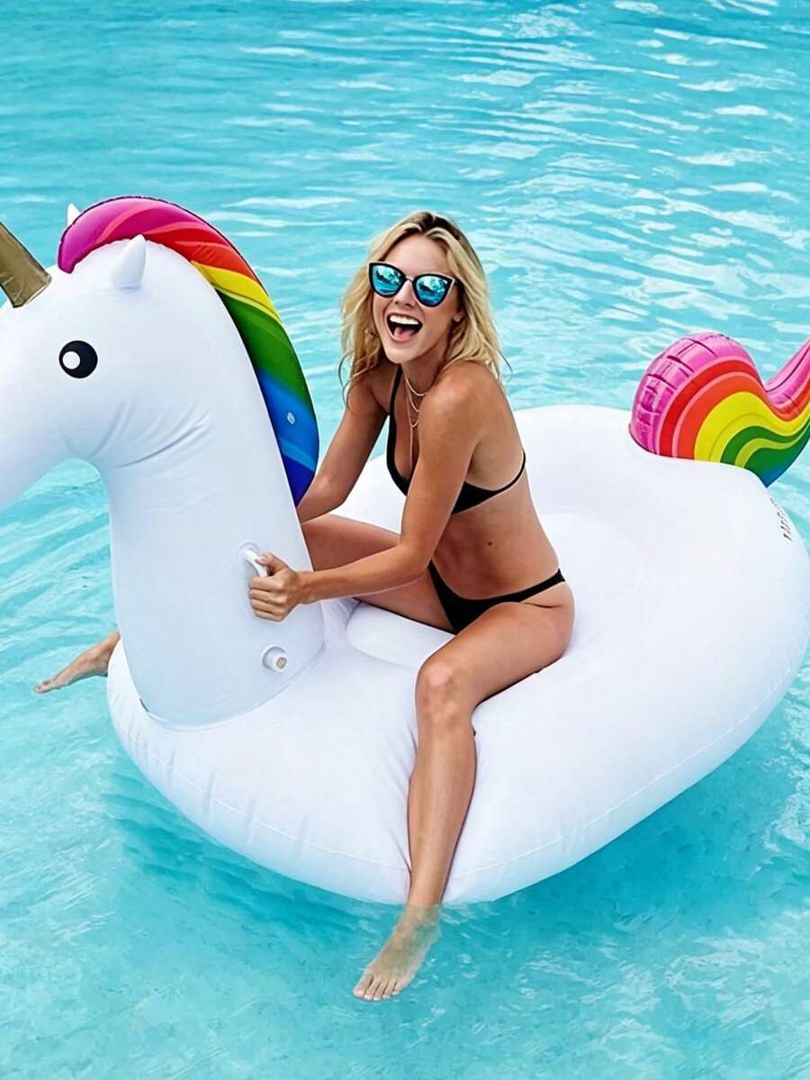 Summer Adult 120cm/90cm Unicorn Swim Ring, Flamingo Swim Ring, Thickened PVC Adult Swim Ring, Water Recreation Inflatable Unicorn Float, Inflatable Water Adult Swim Ring, Outdoor Party Entertainment, Inflatable Floating Boat, Inflatable Upright Swim Ring, Flamingo Inflatable Animal Model, Summer Outdoor Pool Party Floating Swim Ring, Hawaii Beach Party, Summer Essential, Photo Prop - Multiple Styles - View 1