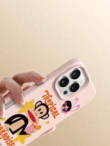 官方授權 Paul Frank 液態矽膠手機殼，全機身防摔保護含鏡頭防護，休閒果汁猴子與兔子星星字母圖案，新款式適用於 iPhone Xs/Xsmax/Xr/11/12/13/14/15/16/17Pro Max，節日禮物，日常通勤，日常防摔保護，高美感設計 - 彩色 - 查看 3