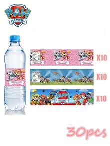 Paw Patrol 30pcs/10pcs Autocollants de bouteille d'eau thème Pat' Patrouille, Étiquettes, Baptêmes, Douches, Décorations d'anniversaire, Emballage de bouteille d'eau pour fête de chien, Décorations de fête d'anniversaire peuvent être utilisées(Style aléatoire) - View 11