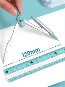 1Pc/2Pcs Professional Geometry Tool Set With Metal Case, 7-Piece Drafting Kit Including Compass, Protractor, Straight Ruler, Triangle Rulers, Eraser And Lead Refills, Accurate Measuring Tools For Drawing, Design, Math And Office Use - Sets - View 6
