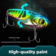 1PC 5g Metal VIB Fishing Lure Hard Bait, High Vibration Sinking Spoon Lures With Sharp Treble Hooks, Long Cast Artificial Bait For Bass Pike Trout Saltwater Freshwater - Multicolor - View 5