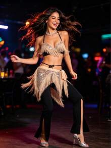 1pc New Bohemian Style Belly Dance & Jazz Dance Tassel Waist Chain Waist Skirt Decoration Waist Chain Waist Skirt Adjustable Waist Suitable For Women Sequin Costume Dance Costume Carnival Party Stage Performance - Multicolor - View 5