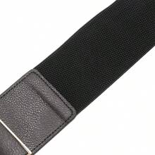 Womens 3" Wide Belt Elastic Stretch Cinch Waistband Lady Cummerband - Black Belt - View 5