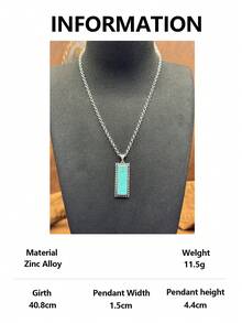 1 Set / Western Vintage Style Jewelry Set, 1 Pair Rectangular Faux Turquoise Earrings And Double Layer Necklace, Rugged And Eye-Catching Overall Style, Full Of American Western Wilderness Texture, Highly Compatible With Cowboy Style, American Vintage Hot Girl Style, And Western Cargo Style Style. - Bohemian Style - View 14