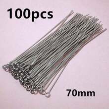 100pcs 20-70mm Length Stainless Steel Ball Head Pins/Eye Head Pins/Flat Head Pins DIY Jewelry Making Accessories Findings - Steel - View 21