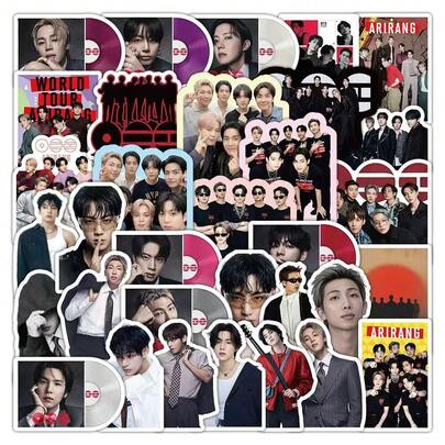 100/70/50pcs BT/S Stickers, K/POP Boy Band Phone Case Stickers, Waterproof Stickers, Office Supplies, BT21 School Supplies, X, DIY Stickers, Decorative Stickers, BT/S Cartoon Stickers, Anime Theme Stickers, Suitable For Phones And Suitcases, Also Suitable For Laptops, Water Bottles And Guitars, Notebooks, Luggage, Phones And Water Bottles