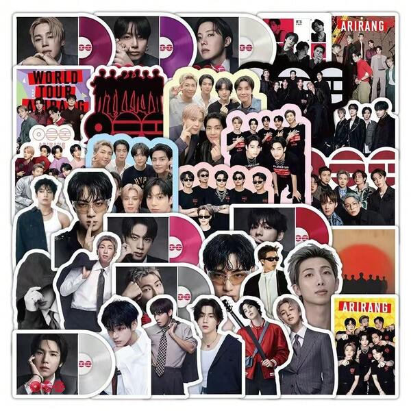 100/70/50pcs BT/S Stickers, TWS Stickers, K/POP Boy Band Phone Case Stickers, Waterproof Stickers, Office Supplies, BT-21 School Supplies, X, DIY Stickers, Decorative Stickers, BT/S Cartoon Stickers, Anime Theme Stickers, Suitable For Phones And Travel Bags, Also Suitable For Laptops, Water Bottles And Guitars, Notebooks, Suitcases, Phones And Water Bottles