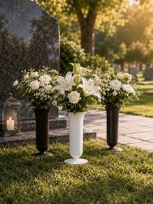 Gedenk-Friedhofsvase mit Bodenstab, Outdoor-Grabblumenständer für Beerdigungen, Friedhofsdekoration, Blumenarrangement für Gedenkgarten - A - Übersicht 2